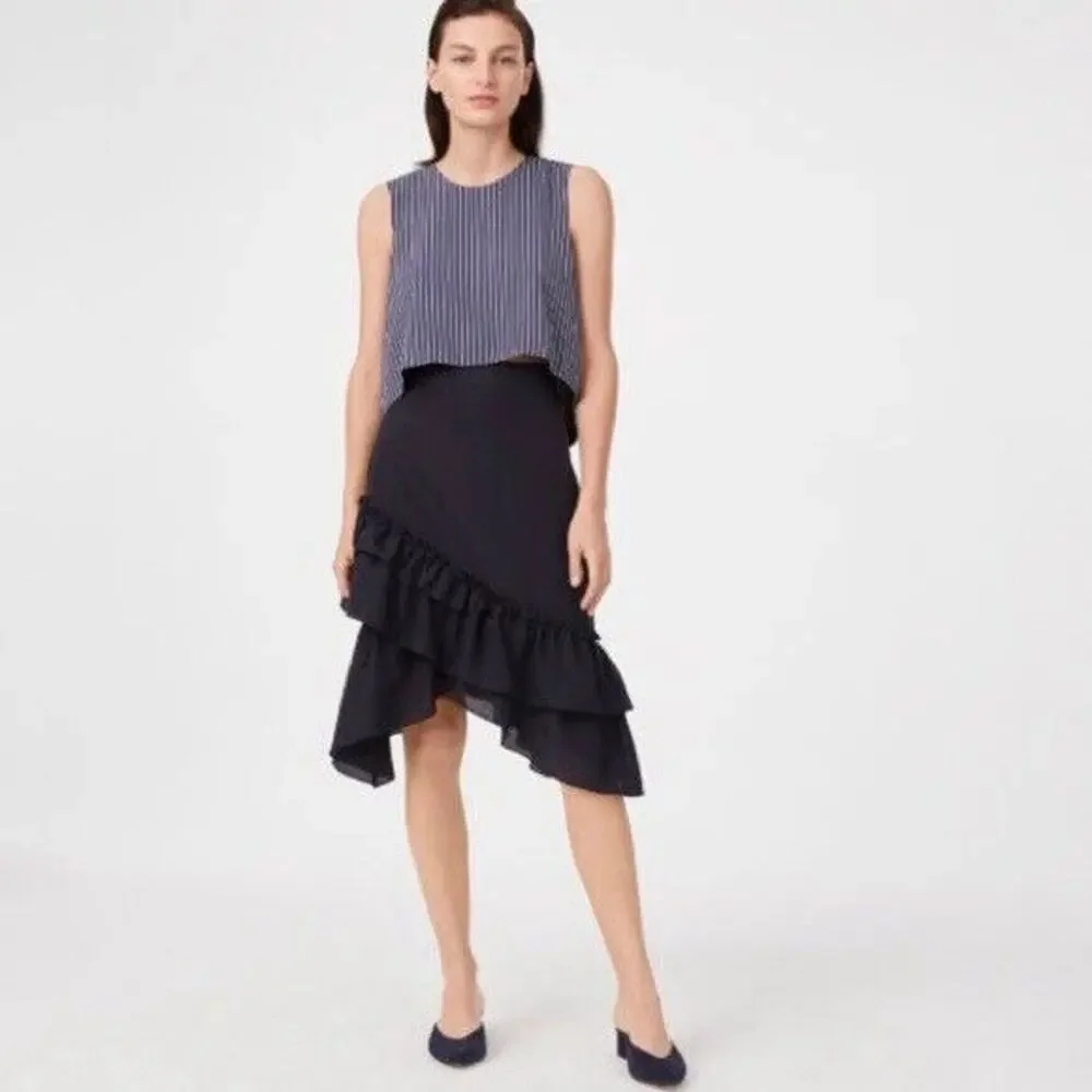 CLUB MONACO Hespe Skirt Tiered Ruffle A-Line Asymmetric Handkerchief Hem Blue 4